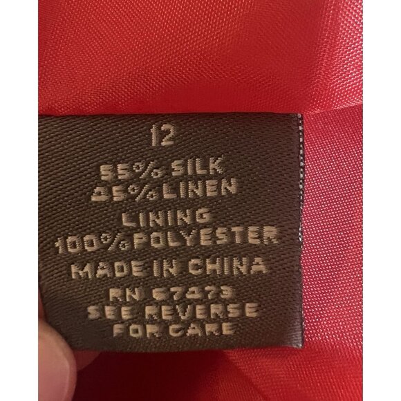 Taylor Women’s Dress Floral Red Sleeveless Silk Linen Halter Neck Lined Zipper - Picture 4 of 13